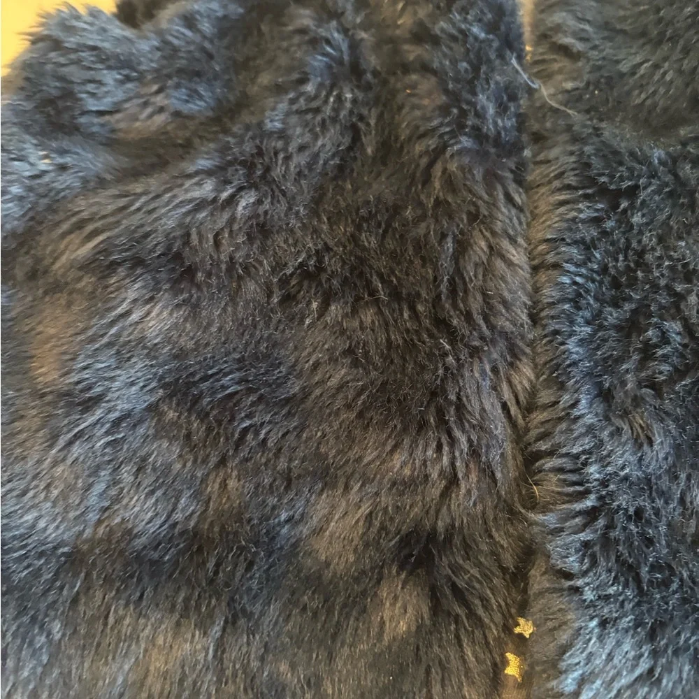 Crewcuts Navy Faux Fur Vest with Gold Star Lining